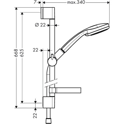 Dušo komplektas HANSGROHE Croma 100 Vario / Unica C 0.65 m - 2