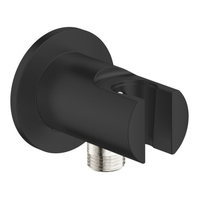 Jungtis dušo žarnai su laikikliu apvali matte black