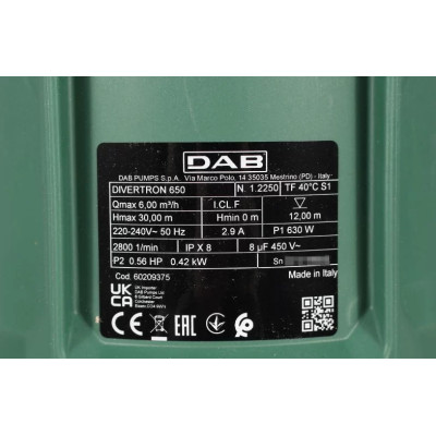 Panardinamas siurblys DIVERTRON 650 V230/50 su elektroniniu valdymu - 2