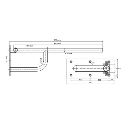 Atlenkiama atrama Bemeta Help 850 mm, nerūdijantis plienas matinis - 3