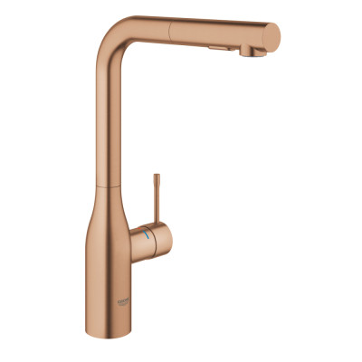 Plautuvės maišytuvas GROHE Essence L su ištraukiama žarna, matinio rausvo aukso spalvos (Brushed Warm Sunset)