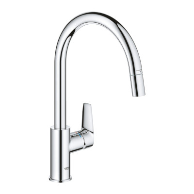 Plautuvės maišytuvas GROHE Bauedge su ištraukiama žarna, chromo spalvos