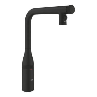 Plautuvės maišytuvas GROHE Essence L SmartControl su ištraukiama žarna, matinis juodas (Phantom Black)
