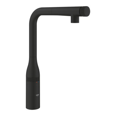 Plautuvės maišytuvas GROHE Essence SmartControl L su ištraukiama žarna, matinis juodas (Phantom Black)