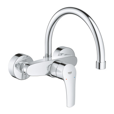 Plautuvės maišytuvas Grohe Eurosmart C iš sienos, chromo spalvos