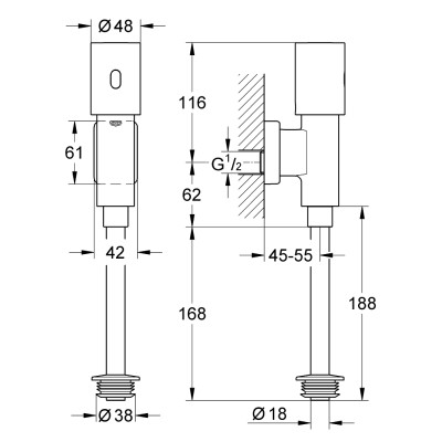 Pisuaro nuleidėjas GROHE Tectron Rondo, sensorinis, blizgus chromas - 2
