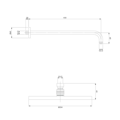 Dušo galva su alkūne Omnires SLIMLINE, WGSET1WM, balta matinė Dušo galva su alkūne Omnires SLIMLINE, WGSET1WM, balta matinė