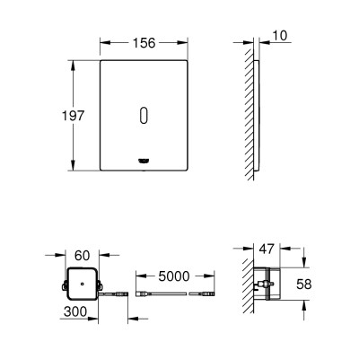 WC mygtukas GROHE Tectron Bau E, 230 V, su transformatoriumi, sensorinis, baltas, nuotrauka 2