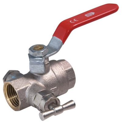 Žalvarinis chromuotas (matinis) SLOVARM KE-261 rutulinis ventilis su nuorintuvu Dn1"