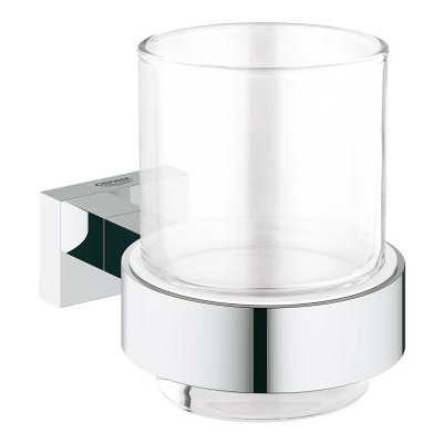 Stiklinė su laikikliu GROHE Essentials Cube, chromo spalvos