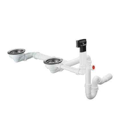 Sifonas Hansgrohe D17-10 su dugno vožtuvais dvigubai granito plautuvei, DN40/50