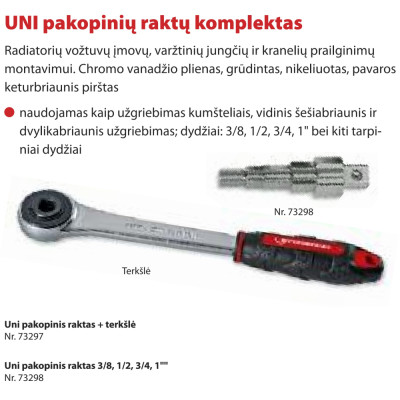 Pakopinis raktas ROTHENBERGER UNI Dn3/8" - 1"
