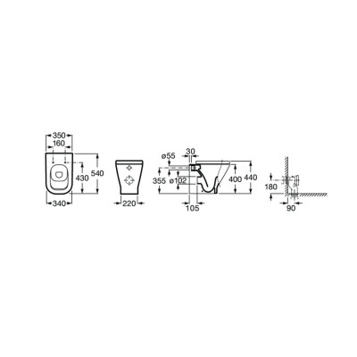 Unitazas Roca The Gap pastatomas be bakelio, Rimless - 2